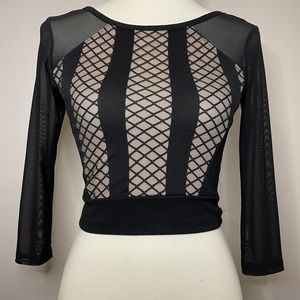 Black cropped long sleeve top